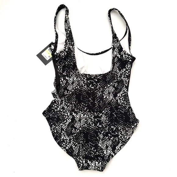 DKNY  Mesh Side Inserts Ruched Waist One Piece Swimsuit Size 4 - Picture 5 of 7